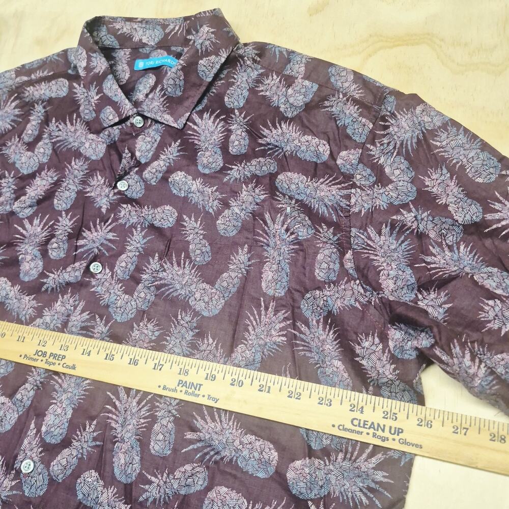 Tori Richard Men's 2XL XXL Pineapple Tropical Short Sleeve Button Down Shirt - Picture 2 of 8